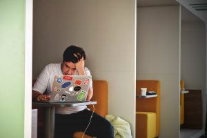 stressed man working